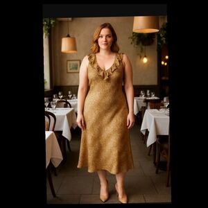 100% SILK Jones New York Signature Animal Print Midi Dress 22W●